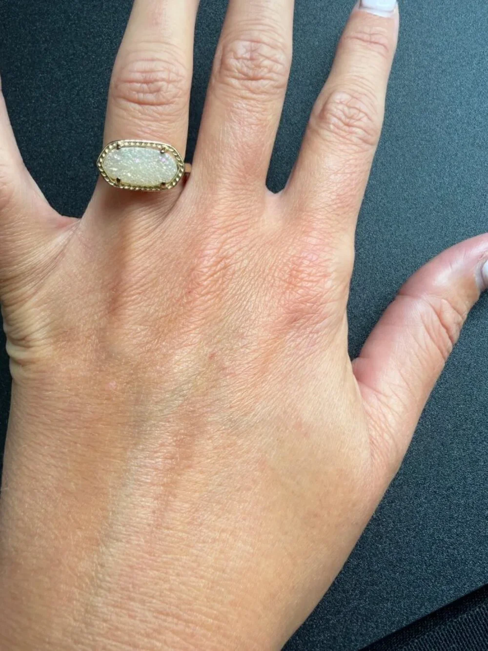 Kendra Scott Elle Gold Ring Iridescent Drusy Size 6